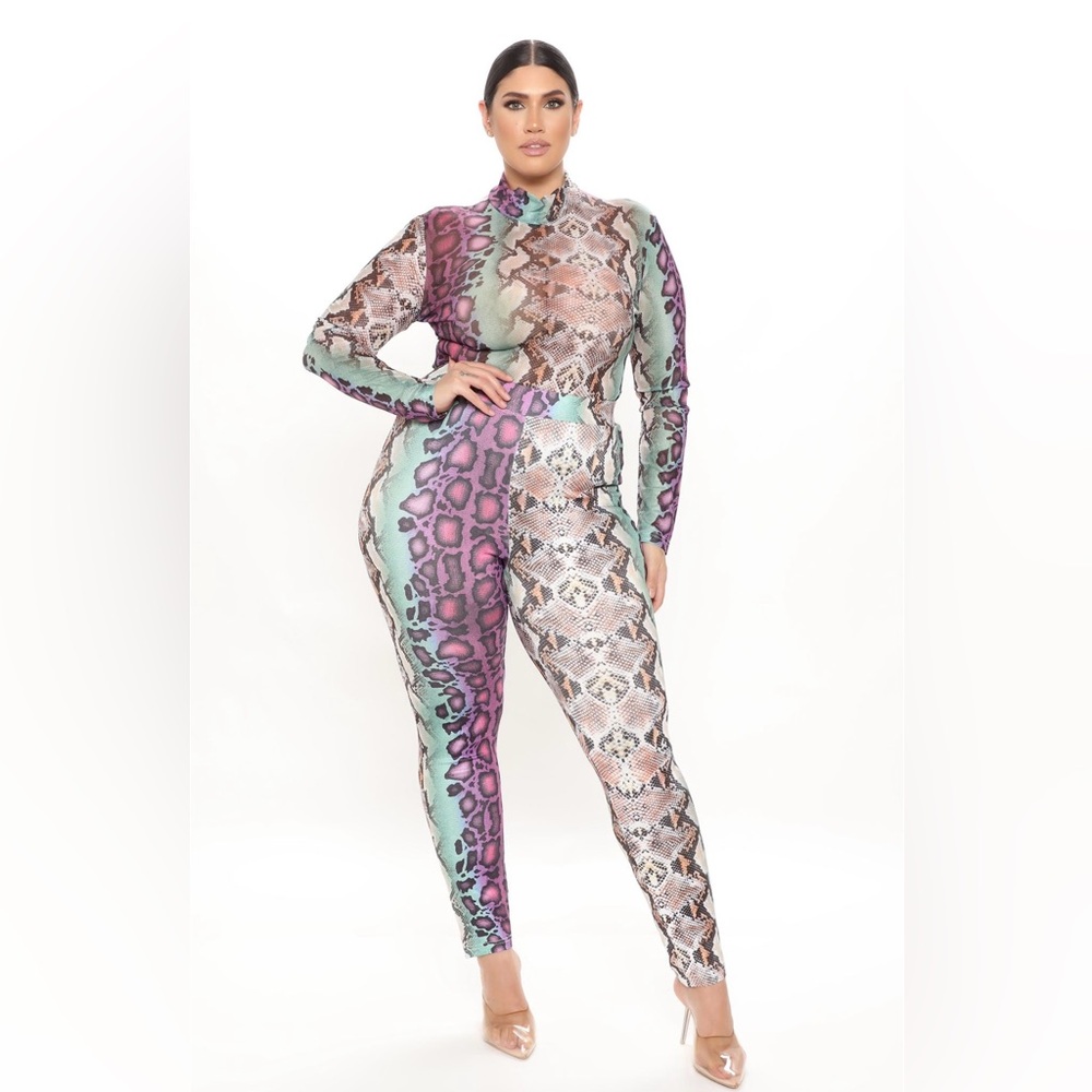Mesh Snake skin leggings set